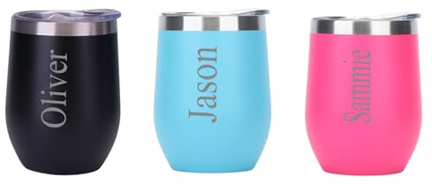 1stclassgifts [Custom] Personalised Engraved Name 12oz Insulated Travel Cup Hot Cold Coffee Tea Selection of Colours (Purple Matt)