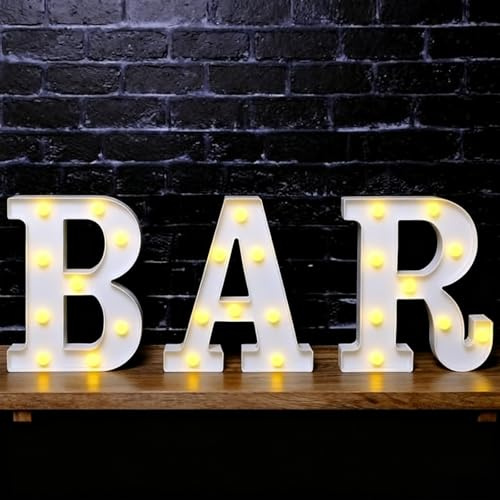 3 Stück Buchstaben Lichter, Leuchtbuchstaben Bar Zeichen, Dekorative LED Beleuchtete Buchstaben Lichter, Beleuchtete Bar Zeichen, Neon Schild Personalisiert für Kneipe Zuhause Party Hochzeit