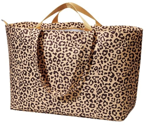 KALIDI Faltbare Shopper Reisetasche Strandtasche XXL,60L Extra große Holdall Weekender Gym Tasche mit Reißverschluss Leichtgewicht für Frauen Reisen,Strand,Camping