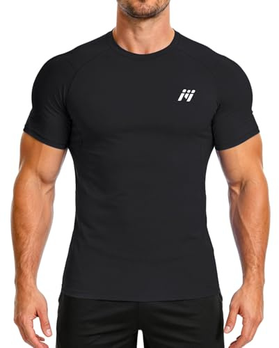 MEETWEE Rash Guard UPF50+ Kompressionsshirt Herren Langarm Kurzarm Funktionsshirt, UV Shirt Top Schwimmen Männer Sportshirt Surfen Schnelltrocknend Atmungsaktiv