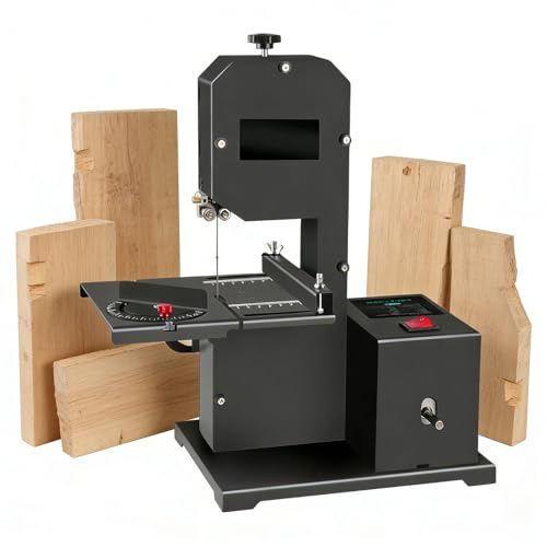 Glowdora Sega A Nastro Professionale da Banco 800w per Lavorazione Legno, Taglio Altezza 70mm, Inclinabile 0-45°, per Piccole Officine, Taglio Curve E Schiuma FullSet