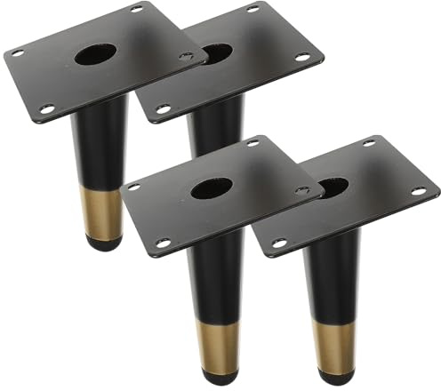 HEALEEP Pieds de Canapé Obliques en Métal Noir 10 Cm Pieds de Meubles Modernes Coniques pour Table Basse Armoire et Canapé de Rechange Robustes pour Meubles