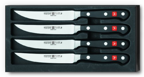Wüsthof Steakmesser-Satz 4-teilig, Classic (9731), 12 cm Klingenlänge, geschmiedet, rostfreier Edelstahl, sehr scharfe Fleischmesser