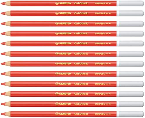 STABILO CarbOthello - Chalk-Pastel Pencil | Pack of 12 - Vermilion Red Tone