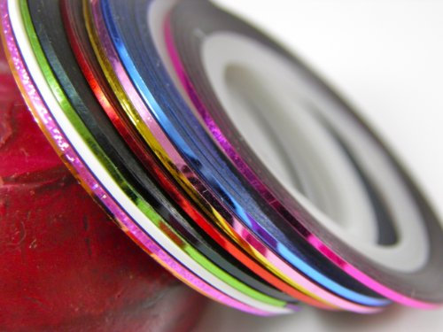 10 Colour Rolls Nail Art Lace Tape Line Strips False Nails Decoration Stickers