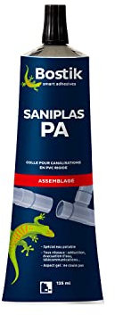 Bostik Colle Gel PVC Saniplas PA, Assemblage Tubes et Raccords PVC Rigide non plasifiés, Tous réseaux, Compatible Eau Potable, Tube de 125ml, Incolore