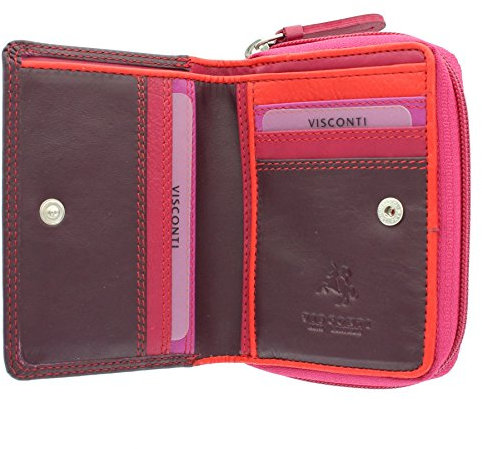 Visconti Rainbow Collection Porte-Monnaie pour Femmes en Cuir RFID Blocage RB53 Prune Multi