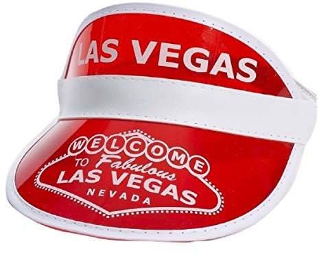 Red Las Vegas Poker Dealer Bingo Plastic Clear Visor Hat Fear & Loathing