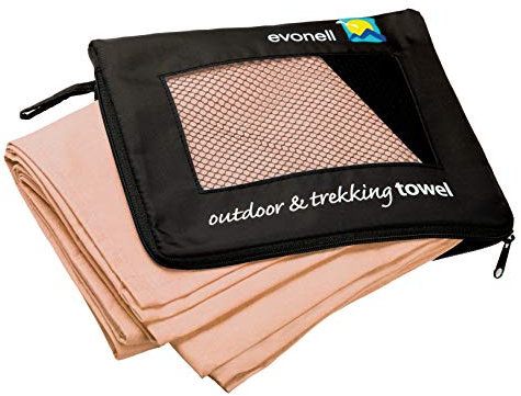 Mikrofaser Handtücher von Evonell verschiedene Größen und Farben ultra leicht extrem saugfähig, Sporthandtuch, Reisehandtuch, Badetuch, Outdoorhandtuch (66 x 140 cm sahara