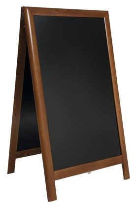 SECURIT - Gehwegtafel aus lackiertem Heveaholz „Deluxe“ - Tafel für Kreidemarker - Für Restaurants, Bars, Cafés Geschäfte - 70 x 120 cm - Nussbaum