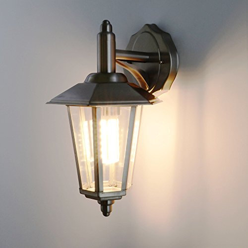 max K O M F O R T Außenleuchte Außenlampe Wandleuchte Edelstahl E27 Aussenwandleuchte Wandlampe Wandleuchte Wandstrahler Lampe Lampen (601B+LED 8W Neutralweiß