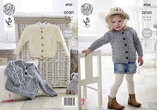 King Cole 4920 Knitting Pattern Baby Childrens Cardigan and Sweater in Big Value Aran,Multicolor,14 - 22 chest