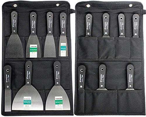 7 Pcs Paint Wallpaper Scraper, Stainless Steel Filling Putty Filler Knife Set with Soft Grip Handle in Tool Bag, Plastering Drywall Tools for Wall Decorating Gifts for Men
