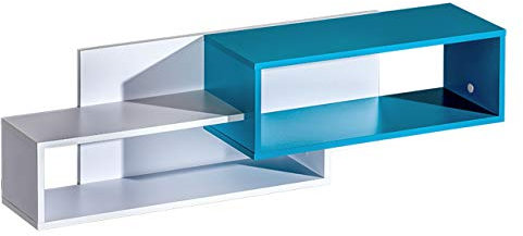 Mirjan24 Wandregal Trafiko TR11, Praktische Hängeregal, Buchregal, Farbauswahl, Wandboard, Regal, Jugendzimmer (Weiß/Weiß + Türkis)