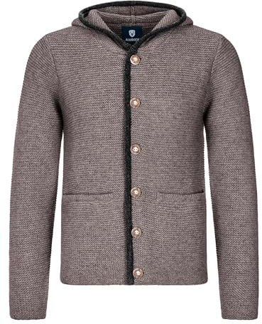Almbock Herren Strickjacke mit Kapuze, braun, Größe L