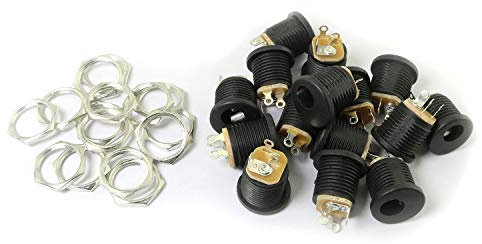RLECS 15 Stück 3-polige DC Power Female Jack Socket Panel Mount mit Sechskantmutter, DC Elektrostecker Anschluss 5,5 x 2,1 mm