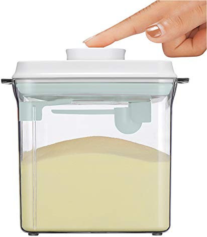 1.7L, Luftdichte Milchpulver-Spender, Tragbarer Milchpulver-Kasten,Milchpulver Behälter mit Löffel, Einhandbedienung, Abnehmbar, zur Aufbewahrung von Baby Milchpulver, Obst und Lebensmitteln