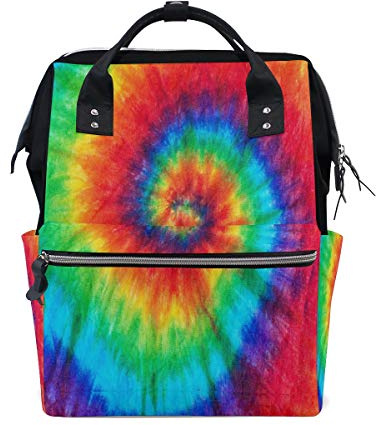Bigjoke Wickelrucksack, bunt, Regenbogenfarben, Spiralbindung, Farbmuster, multifunktional, große Kapazität, Baby-Wickeltasche, Reißverschluss, lässig, stylisch, Reiserucksäcke Mama, Papa, Babypflege