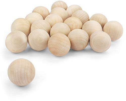 Belle Vous 5cm Runde Holzkugeln ohne Bohrung aus Naturholz (20 Stk) - 50mm Durchmesser – Naturbelassene Mini Holz Kugeln ohne Loch für DIY Projekte, Basteln, Bastelzubehör, Schmuckherstellung