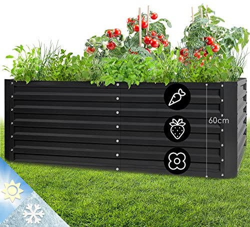 blumfeldt Metal Raised Beds for Gardens, Vegetable Planters Outdoor for Garden Herbs, Flowers, Fruit, Veggie, 1200L Large Free Standing Steel Elevated Planter Box Kit, Weatherproof & Rust-Free, 2m