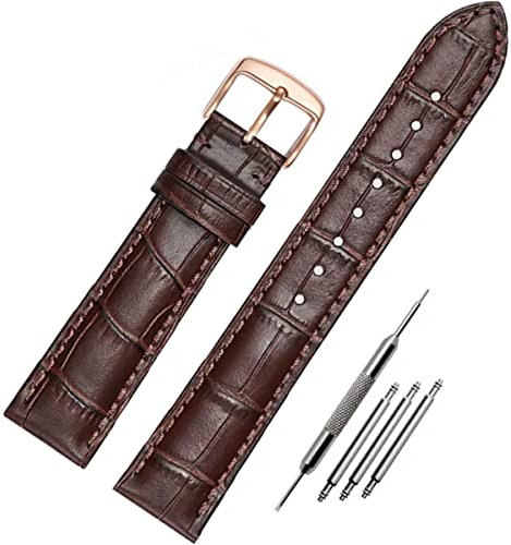 FOUUA Uhrenarmbänder Band Echtes Leder Armband Alligator Geprägte Ersatzarmbänder Armband Gold Silber Roségold 12 13 14 15 16 17 18 19 20 21 22 24 mm