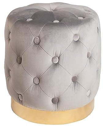 Riess Ambiente Eleganter Hocker MODERN BAROCK 37cm edel-grau Gold Samt Sitzhocker Samthocker