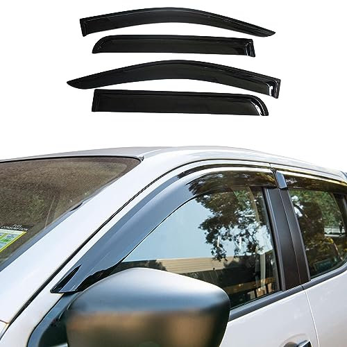 JHCHAN Windabweiser Regenabweiser für Nissan Navara NP300 2015-2024 D23 Doppelkabine Rauch Schwarz Regenschutzabweiser 4 Stück