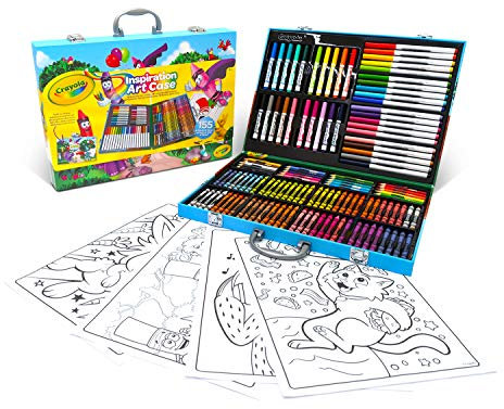 CRAYOLA Maletín del Artista; 155 Piezas, Rotuladores Lavables Supertips, Regalo para niños, Edad 4,5,6+, Actividades Creativas, Lápices de Colores, Ceras, Hojas para Colorear