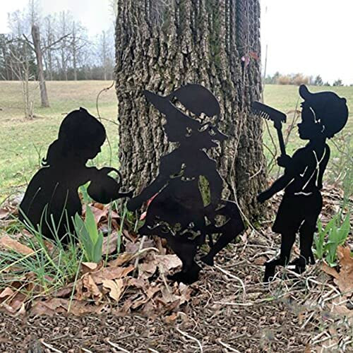 FONDUO GartenFigur Zink Elfe Mittel, Gartendeko Rostoptik, Gartenstecker Aus Acryl, Rost Deko Für Garten, Terrasse Balkon Blumentopf (3 Stück)