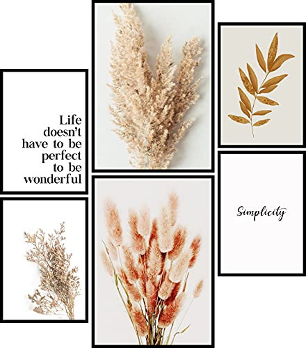 Urhome Poster Set Natur A4 Bilder für Schlafzimmer Esszimmer Wohnzimmer Deko (2x A4 + 4x A5) Kunstdruck 6 teilig Wandposter Motive Bilderwand ungerahmt