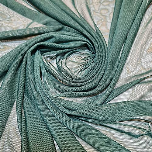 Plain/Printed Power Net Fabric – Premium Sheer 4-Way Stretch Mesh | Lining & Dressmaking Material | 58 (150cm) Wide | Sold Per Meter (Pre-Cut Lengths) (Bottle Green)