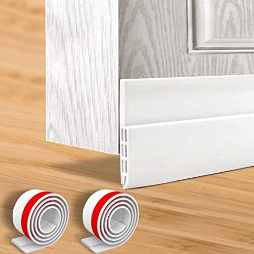 Hulameda 2 Pack Door Draft Excluder Strip, Self Adhesive Draft Excluder Tape for Noise Proof and Energy Saving,2 W x 39 L (White)