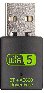 USB WiFi Bluetooth Adapter, 600Mbps Dual Band 2.4/5GHz Wireless Network Card, USB WiFi Dongle for PC/Laptop/Desktop, Support Windows XP/7/8.1/10/11