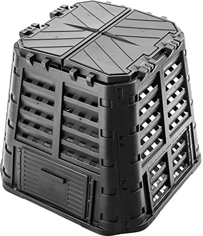 KADAX Composteur de Jardin 480L, Une Solution Écologique et Pratique pour Transformer Vos Déchets Organiques en Engrais Nature, Bac à Compost (Noir)