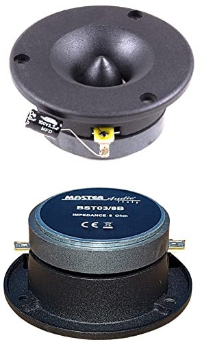 MASTER AUDIO 2 HOCHTÖNER BST03/8B schwarz 175 watt rms 350 Watt max 9,7 cm Durchmesser und 105 db 8 ohm mit 3,8 cm Tiefe für zuhause Party, pro Paar