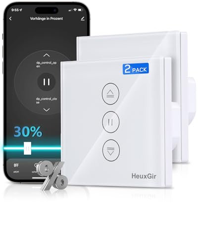 HEUXGIR Smart Jalousieschalter,2Pack Wlan Rolladenschalter mit Prozentfunktion 86 * 86mm Rolladensteuerung Kompatibel mit Echo Alexa/Google,Neutralleiter Erforderlich