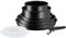 T-fal Ingenio Black Stone L3999502 Batterie de cuisine 8 pièces, effet pierre avec poignée amovible, multifonction, revêtement minéralia+, indicateurs de chaleur et grande compatibilité, noir