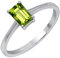 Natürliche Edelstein-Ringe, Solitärringe für Damen, Sterlingsilber, achteckiger Ring, Stein, Silber, Peridot