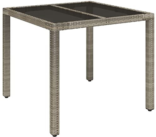 Revera Gartentisch aus Glas, Grau, 90 x 90 x 75 cm, Polyrattan