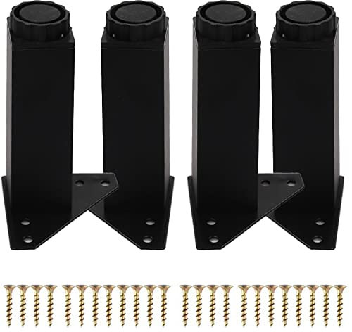 XineYuor 4PCS Pieds de MeublesReglable,Pieds de Meuble 20cm,Pied Canapé Metal,Pieds de Table Pieds de Meubles Pied de Table Basse pour Meubles TV Armoires Postes (20cm/7.87'', Black)