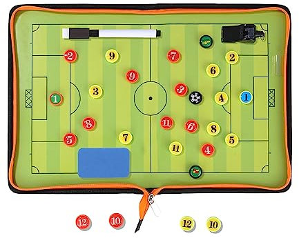 Jissta Fußball Taktiktafel-Coaches Taktiktafel Fussball Basketball,Mappe Fussball Coach-Board,Boardmarker,Schiedsrichter Pfeifen,Tatktikboards Handball Coach-Board,Ideal für Spielanpassungen