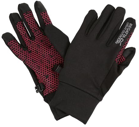 Regatta Childrens/Kids Grippy II Lightweight Gloves (11-13 Years) (Black/Pink Potion)