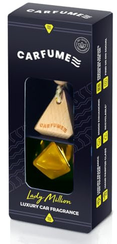 Carfume Original Lady Billion Car Air Freshener | Premium Floral Jasmine & Patchouli Fragrance | Luxury Yellow Recyclable Scented Diffuser For Women - Odour Eliminator - UK Made Car Accessories