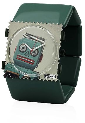 S.T.A.M.P. S. Uhr, Uhren-Set Robot, Zifferblatt mit Armband, Armbanduhr, Uhrengehäuse, Wechselzifferblatt, Quarz Analog Uhr, Belta-Armbänder, Glänzendes Uhrenarmband, Gliederarmband, Kunststoff