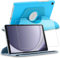 ebestStar - Funda para Samsung Galaxy Tab A9 8.7 (2023) SM-X110, Carcasa Capa Giratoria, 360 Protectora, Cuero PU Soporte, Azul + Cristal Templado