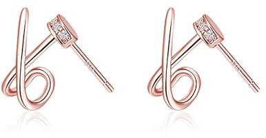 Reffeer Massive 925 Sterling Silber Buchstabe X Manschettenohrringe für Frauen Ohrringe CZ X Wickelohrringe Piercing Ohrstecker (C-Roségold)