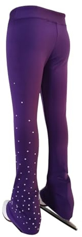 LIUHUO Ragazze Pattini Artistici Ghiaccio Pantaloni Traspiranti Leggings Pattinare Donne Pratico Cintura Elastica Comfort, Viola, 120 cm
