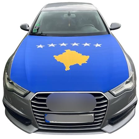 Kosovo motorhauben Flagge - Autoflagge Kosovo - Kosovo Albanien Autoflagge - Motorhauben Überzieher Albanien Flagge Kosovo Flagge