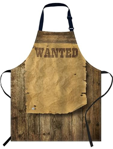 Smooffly Schürze mit Aufschrift Torn Wild West Wanted, verstellbarer Hals, Latzschürze für Männer und Frauen, geeignet für Küche, Kochen, Kellnerin, Kochschürze, Torn Wild West Wanted, 27x31 Inch