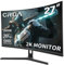 CRUA Monitor da gioco, 27 144hz/165HZ Monitor curvo per computer, 1440P 1800R senza cornice, 1ms GTG con FreeSync, bassa sfocatura da movimento, Eye Care, VESA, Display Port, HDMI, Nero